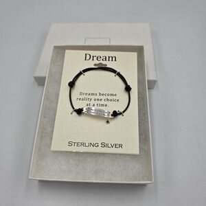 Dream Black Leather Bracelet with Sterling Silver 925 Logo Plate‎ by JC Penney